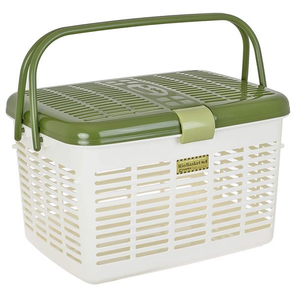 (まとめ) リオバスケット/収納カゴ 〔アースグリーン No.8〕 幅44.5cm アウトドア レジャー ピクニック 〔×12個セット〕〔代引不可〕の通販は