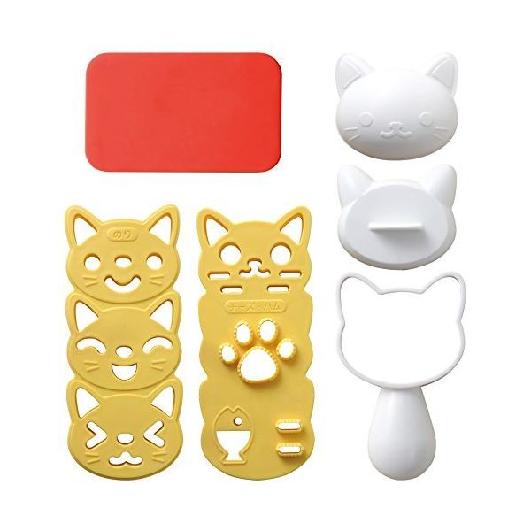 (まとめ) おむすびニャン/おにぎり型 〔ハンドル付き〕 ネコ キャラ弁 型抜き のりカッター 〔×60個セット〕〔代引不可〕