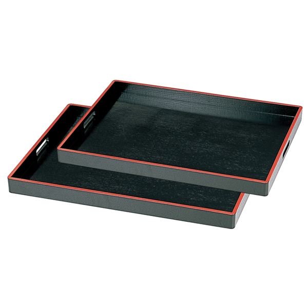木製脇取盆/トレー 〔奥広 黒天朱 2枚セット 木〕 575×425×45mm・603×450×45mm 日本製 〔和食 レストラン 居酒屋 店舗〕〔代引不可〕の通販は