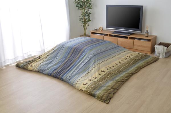 ギャッベ柄 こたつ布団カバー/寝具 〔ファスナータイプ オレンジ 約215×255cm〕 長方形 洗える 〔リビング ダイニング〕 〔こたつ布団別売〕〔代引不可〕の通販は hululk.com