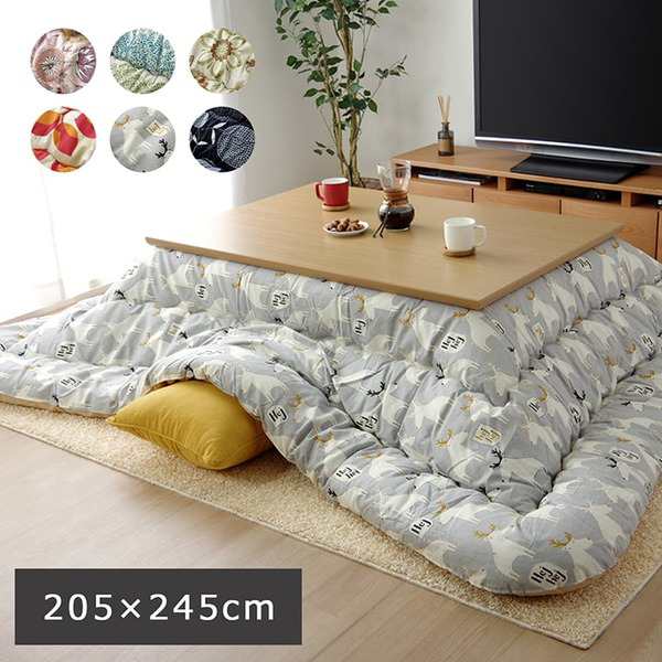 こたつ布団/寝具 〔リーフ柄 掛け単品 レッド 約205×245cm〕 長方形 日本製 洗える 綿100％ 躓き防止仕様 〔リビング〕〔代引不可〕の通販は 25,050円