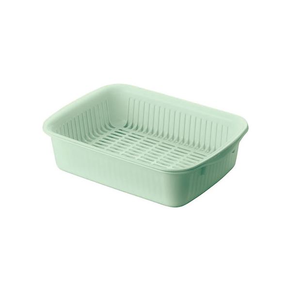 〔まとめ〕 水切りラック 水切りかご 約幅35.2cm グリーン 30個セット バスケット・本体セット 抗菌 軽量 Nポゼ 水切りバット〔代引不可〕の通販は