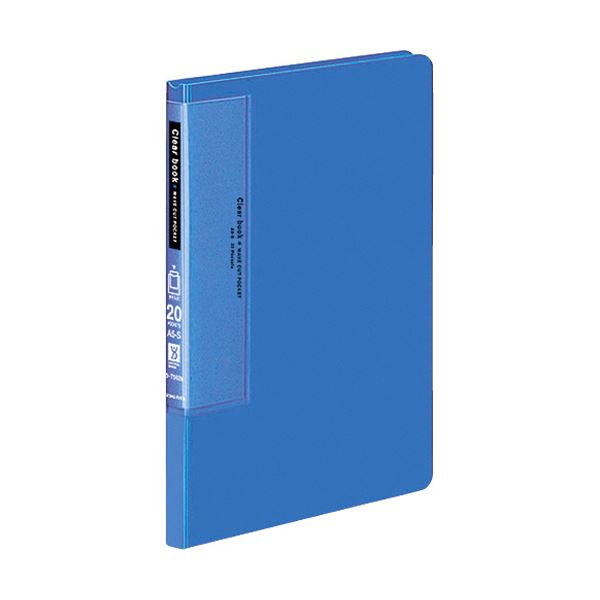 （まとめ）コクヨ クリヤーブック（ウェーブカットポケット・固定式）A5タテ 20ポケット 背幅17mm 青 ラ-T562B 1セット（4冊）〔×2セット〕〔代引不可〕
