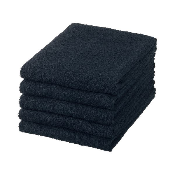 （まとめ）三和 業務用スレン染めフェイスタオル ブラック VN240BLK-TN 1パック（5枚）〔×5セット〕〔代引不可〕の通販は