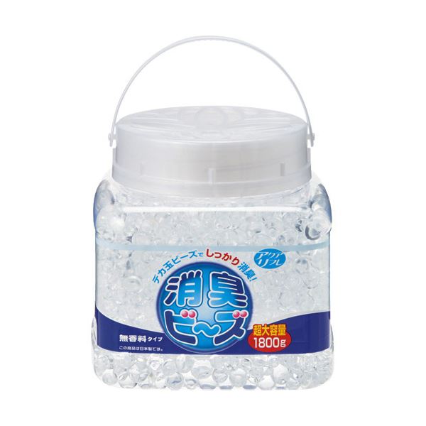 （まとめ）ライオンケミカル アクアリフレ消臭ビーズ 無香料 超大容量 1800g 1個〔×5セット〕〔代引不可〕の通販は