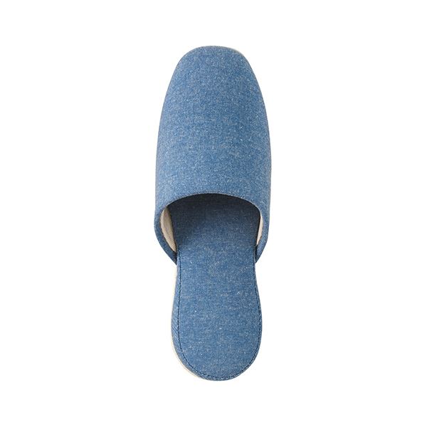 （まとめ）オーミケンシ シャンブレー生地スリッパ ブルー 1足〔×10セット〕〔代引不可〕の通販は