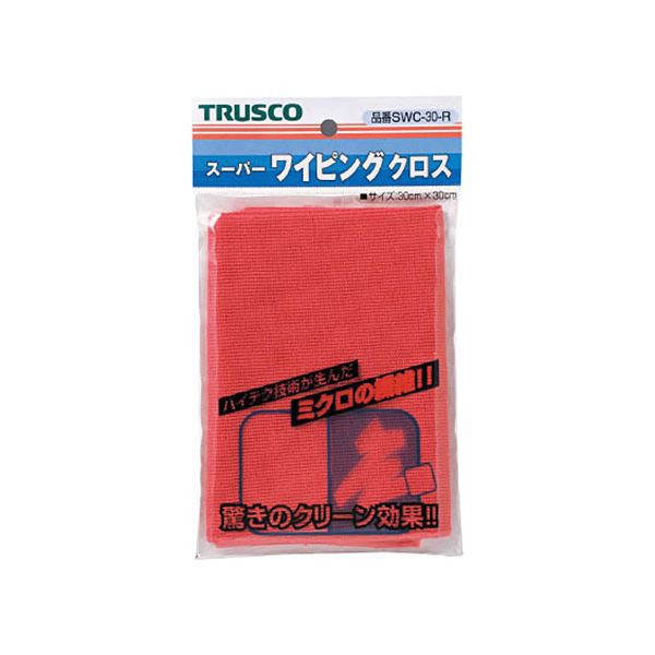 （まとめ）TRUSCO スーパーワイピングクロス300×300mm 赤 SWC-30-R 1枚〔×10セット〕〔代引不可〕