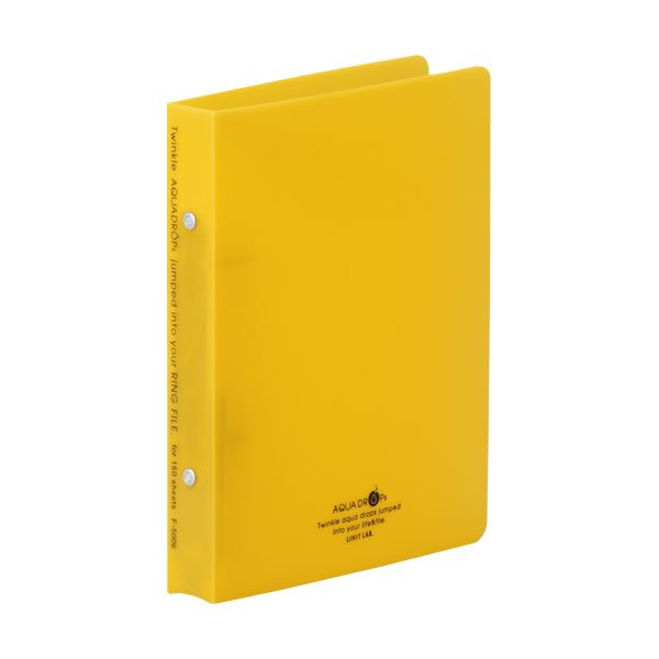 （まとめ）リヒトラブ AQUA DROPsリングファイル（ツイストリング）A5タテ 2穴 150枚収容 背幅32mm 黄 F-5006-5 1冊〔×20セット〕〔代引不可〕の通販は