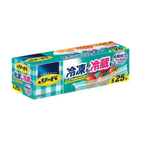 （まとめ）ライオン リード冷凍も冷蔵も新鮮保存バッグ ダブルジッパー S 1パック（25枚）〔×20セット〕〔代引不可〕