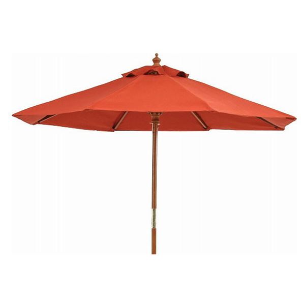 パラソル 幅210cm エンジ ポリエステル 木製パラソル 屋外 アウトドア レジャー キャンプ ガーデニング 組立品〔代引不可〕