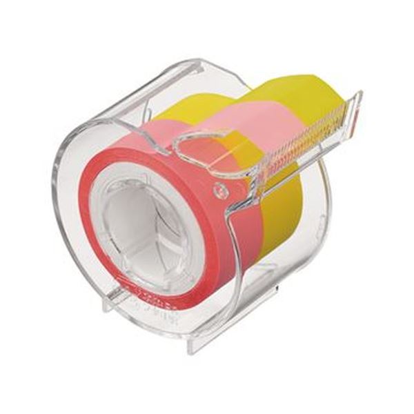 （まとめ）ヤマト メモック ロールテープフィルムタイプ カッター付 15mm幅 パステルピンク＆ イエロー RF-15CH-6EN 1個〔×20セット〕〔代引不可〕の通販は