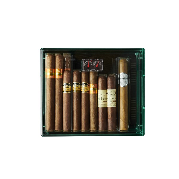 日本製 高精度温湿度計・加湿器付き アクリルシガーボックス(ヒュミドール)〔ブラック〕〔代引不可〕の通販は 30,520円