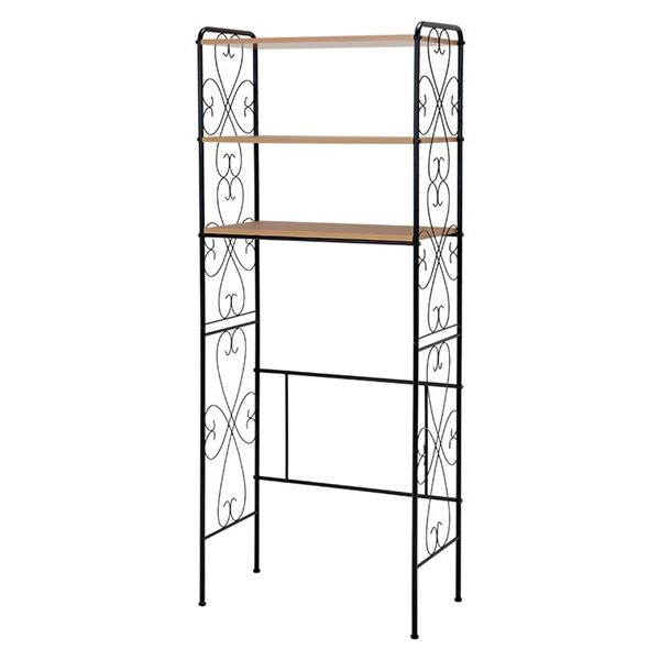 洗濯機ラック/ランドリー収納 〔ブラウン〕 幅75×奥行38×高さ182.5cm スチール 棚板 アジャスター付 組立式 〔脱衣所 洗面所〕〔代引不可〕の通販は 13,357円