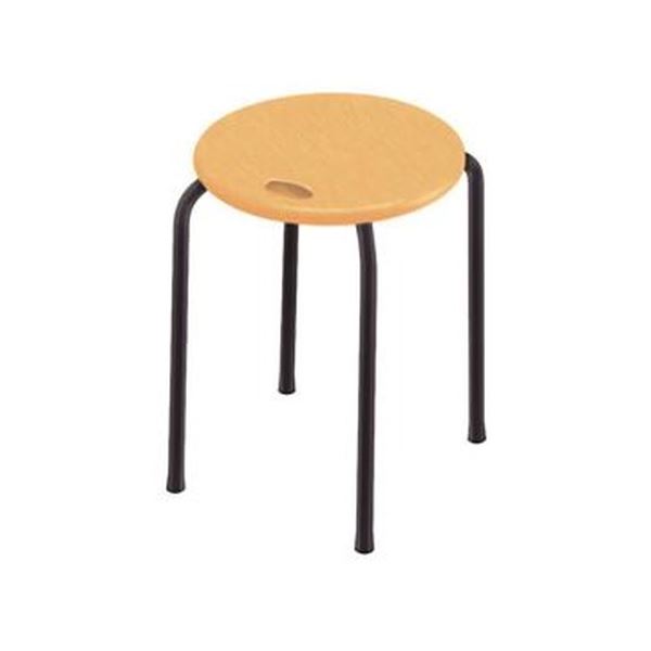 スツール オットマン 幅320×奥行320×高さ450mm ナチュラル×ブラック スタッキング 日本製 木製座面 スチール 1脚販売〔代引不可〕の通販は
