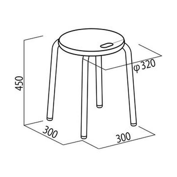 スツール オットマン 幅320×奥行320×高さ450mm ナチュラル×ブラック スタッキング 日本製 木製座面 スチール 1脚販売〔代引不可〕の通販は