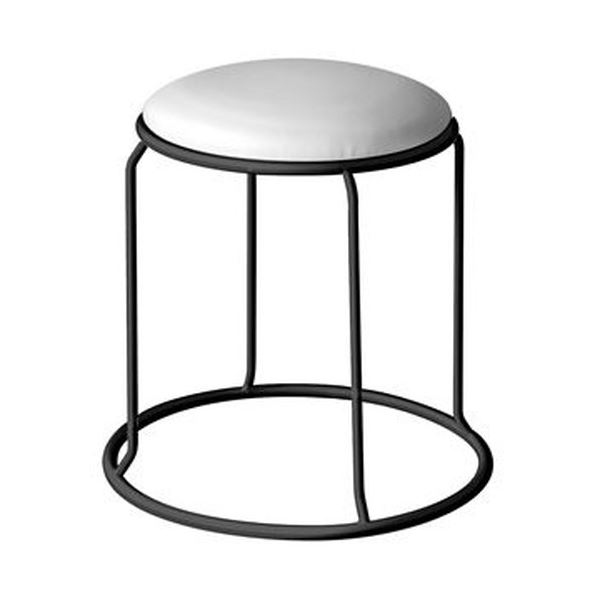 スツール オットマン 幅415mm ホワイト×ブラック スチール ビニールレザー 完成品 1脚販売 リビング ダイニング 在宅ワーク〔代引不可〕の通販は 11,198円