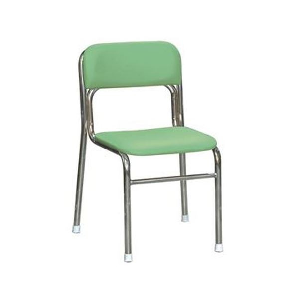 スタッキングチェア 幅45cm グリーン×クロムメッキ 重さ4.5kg 軽量 日本製 防汚 スチール 完成品 1脚販売 リビング 在宅ワーク〔代引不可〕の通販は 27,240円