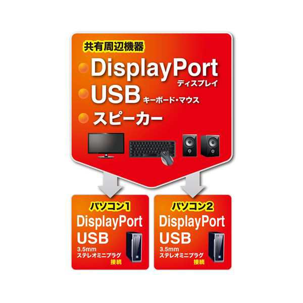 サンワサプライ DisplayPort対応手元スイッチ付きパソコン自動切替器(2