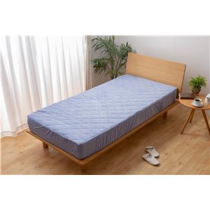 敷きパッド一体型 ボックスシーツ 〔ダブル ブルー〕 幅140cm 洗える 綿100％ 抗菌防臭 mofua 夏でも冬でもふわさら〔代引不可〕の通販は 5,645円