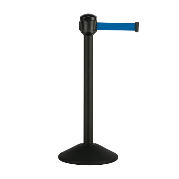 TERAMOTO（テラモト） ベルトパーテーションAW 屋外対応 ナイロンベルト 3.6m ヘアライン ベルト青 組立品 [▲][TP] テラモト(TERAMOTO) プリントベルトパーテーションAW ヘアライン 2m 30