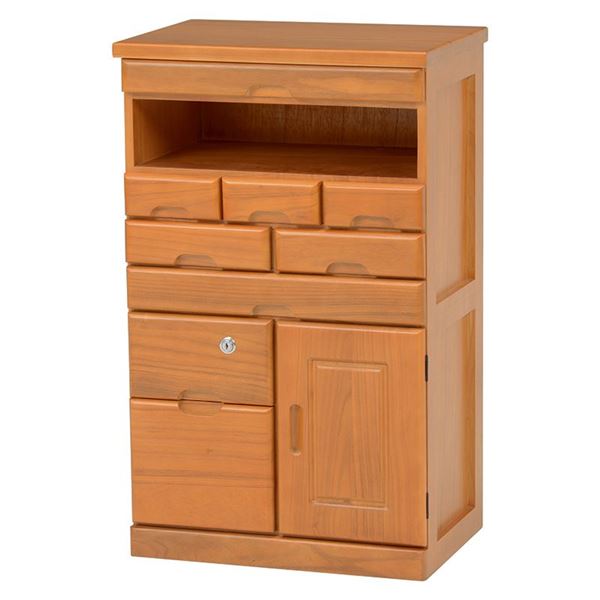 桐製 FAX台/電話台 〔鍵付 ナチュラル〕 幅48×奥行32×高さ78cm 木製 引き出し付き 〔リビング ダイニング 廊下 玄関〕〔代引不可〕の通販は