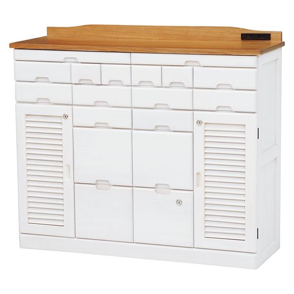 桐製 FAX台/電話台 〔ナチュラル/ホワイト 幅96×奥行32×高さ83cm〕 木製 引き出し付き 〔リビング ダイニング 廊下 玄関〕〔代引不可〕の通販は 32,435円