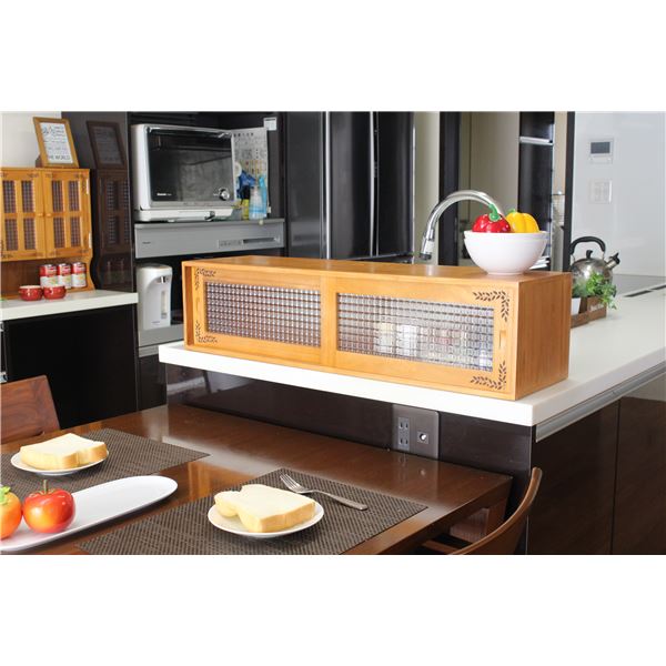 カウンター上収納 調味料入れ 幅90cm リーフ柄 ライトブラウン 上置き 引き戸 収納棚 両面開閉 木製 キッチン 台所 完成品〔代引不可〕の通販は カウンター上収納 調味料入れ 幅90cm リーフ柄 ライトブラウン 上置き 引き戸 収納棚 両面開閉 木製 キッチン 台所 完成品〔代引不可〕の通販は