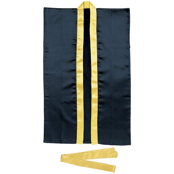 （まとめ）サテンロングハッピ黒（襟金）S ハチマキ金付〔×10セット〕〔代引不可〕の通販は 7,386円