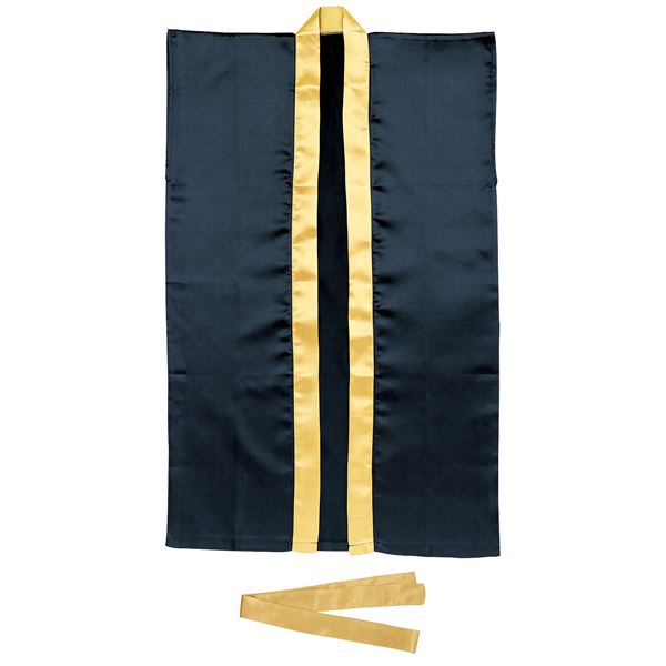 （まとめ）サテンロングハッピ黒（襟金）L ハチマキ金付〔×10セット〕〔代引不可〕の通販は