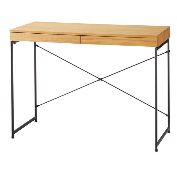 パソコンデスク ワークデスク 幅100cm ナチュラル 引き出し付き スチール 木目 組立品 リビング 子供部屋 勉強部屋 在宅ワーク〔代引不可〕の通販は 27,279円