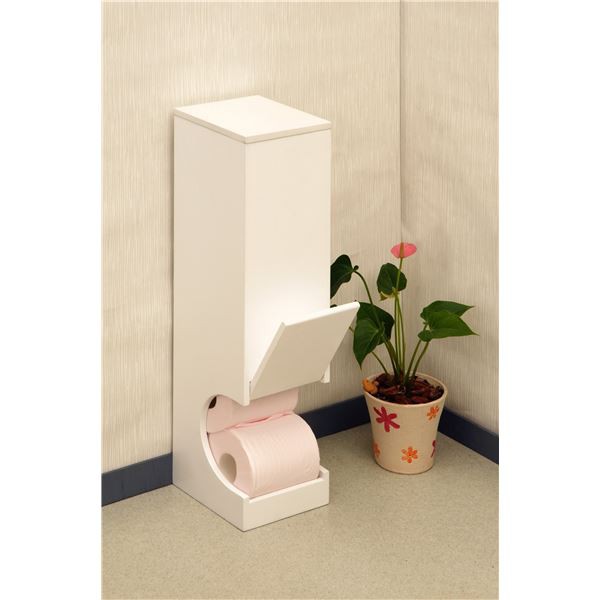 トイレラック トイレ収納 約幅14.5×奥行16×高さ54cm ホワイト ロールペーパーラック お手洗い 御手洗の通販は