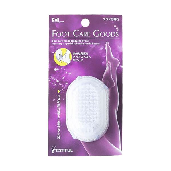 （まとめ）貝印 エスティフル ブラシ付軽石 000HB0307 1個 〔×20セット〕〔代引不可〕の通販は
