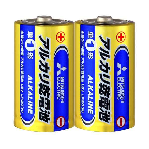 （まとめ）三菱電機 アルカリ乾電池 単1形 LR20N/2S 1セット（20本：2本×10パック） 〔×3セット〕〔代引不可〕