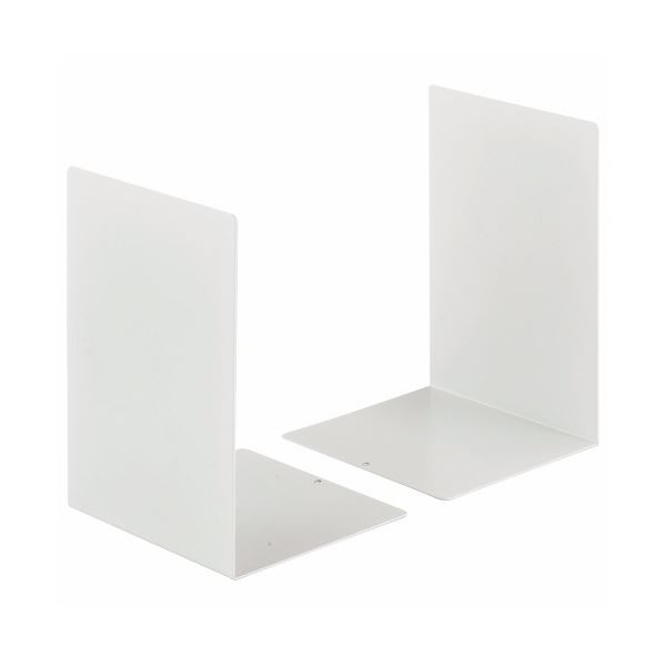 （まとめ）ライオン事務器 ブックエンド 大 ホワイト L-80N 1組（2枚） 〔×5セット〕〔代引不可〕の通販は