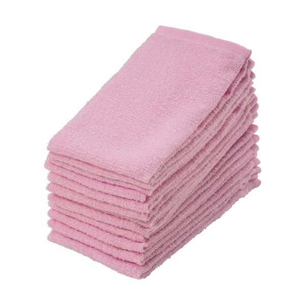 （まとめ）作業用おしぼりタオル ピンク 1パック（12枚） 〔×10セット〕〔代引不可〕の通販は