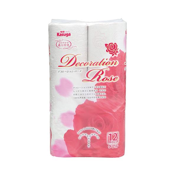 （まとめ）春日製紙工業 デコレーションローズピンク ダブル 芯あり 25m 1パック（12ロール） 〔×10セット〕〔代引不可〕の通販は 11,851円