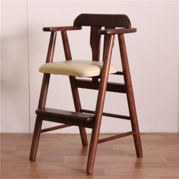 ベビーチェア/子供椅子 〔ダークブラウン〕 44×44×72(47)cm 木製 肘付き 完成品 〔ダイニング プレゼント〕〔代引不可〕の通販は 13,824円