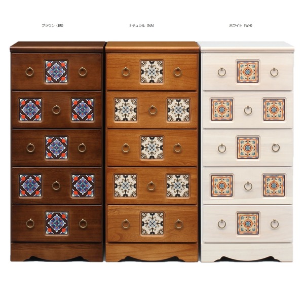 チェスト タンス 5段 幅44.5cm ナチュラル 日本製 木製 桐材 アンティーク調 引き出し収納 ベッドルーム 寝室 完成品〔代引不可〕の通販は