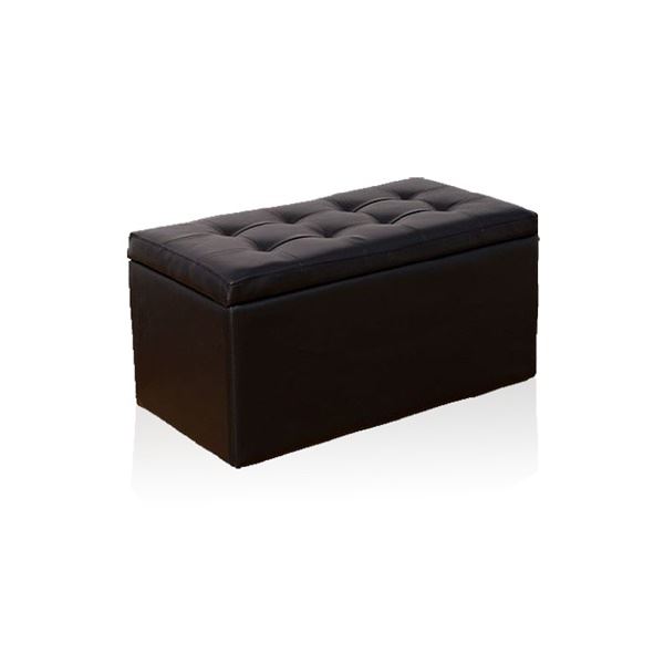 スツール オットマン 約幅66cm 2人掛け ブラック 収納付き 撥水 合皮 合成皮革 木製 完成品 リビング ダイニング〔代引不可〕の通販は