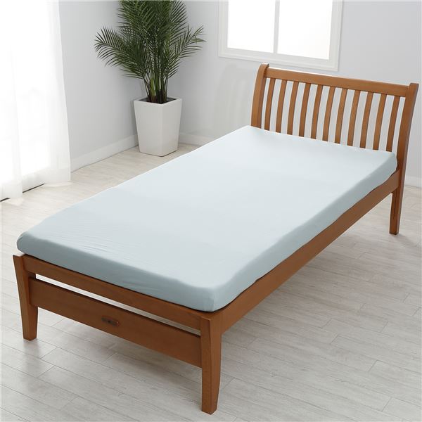 〔西川〕 シーツ/寝具 〔ダブル〜クイーン ライトグリーン〕 日本製 取付簡単 洗える 綿混 クイックラップシーツ のびのびシーツ〔代引不可〕の通販は