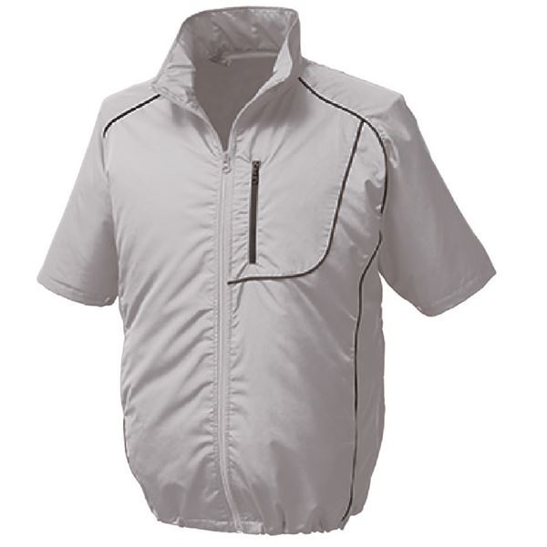 KU91720 空調服 R ポリエステル製半袖ブルゾン 服のみ シルバー×ブラック 5L〔代引不可〕の通販は