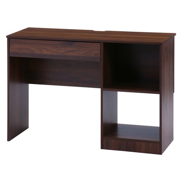 パソコンデスク 学習机 幅110cm ミディアムブラウン 袖付き 引き出し収納付 片袖デスク 組立品 工具不要 在宅ワーク テレワーク〔代引不可〕の通販は 10,390円