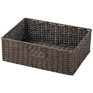 ペーパーバスケット 収納かご 約幅36×奥行26×高さ10cm ハーフ ダークブラウン 16個組 取っ手穴付き 軽量 カラーボックス対応〔代引不可〕の通販は 18,403円