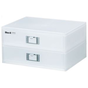 書類ケース 収納ケース 幅34cm A4 2段 横入れ 6個セット ホワイト ライフモデュール ファイルユニット R オフィス 書斎〔代引不可〕の通販は