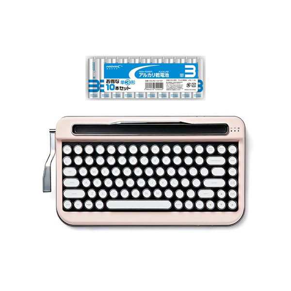 AJAX タイプライター風キーボードPENNA（ペナ） Baby Pink + アルカリ乾電池 単3形10本パックセット PNADBP+HDLR6/1.5V10P〔代引不可〕のサムネイル