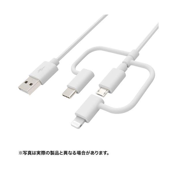 （まとめ） サンワサプライ ライトニング・Type-C・microUSB 3in1 ケーブル 約1m ホワイト KB-IPLTCM10 〔×2セット〕〔代引不可〕の通販は 8,880円