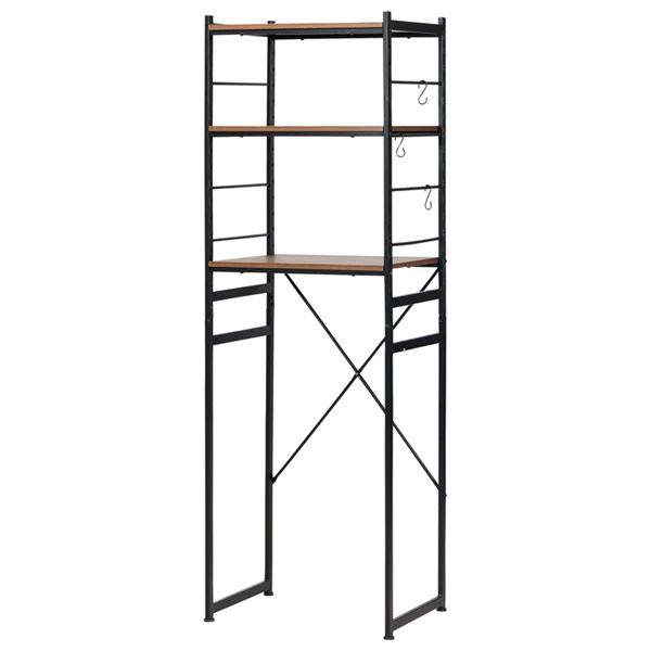 キッチン収納 収納棚 約幅58cm ブラウン 棚板付き スチールフレーム S字フック×3個 冷蔵庫ラック 組立品 キッチン 台所〔代引不可〕の通販は 19,320円