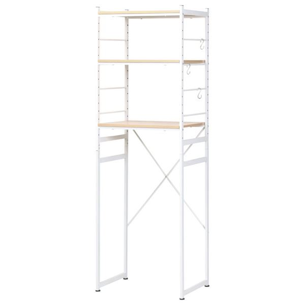 キッチン収納 収納棚 約幅58cm ナチュラル 棚板付き スチールフレーム S字フック×3個 冷蔵庫ラック 組立品 キッチン 台所〔代引不可〕の通販は