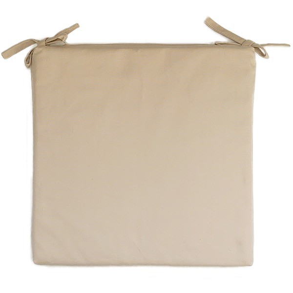 低反発 椅子クッション 38×38×4cm ベージュ オックス 無地 綿100％ カバー付き シートクッション ひも付 リビング ダイニング〔代引不可〕の通販は