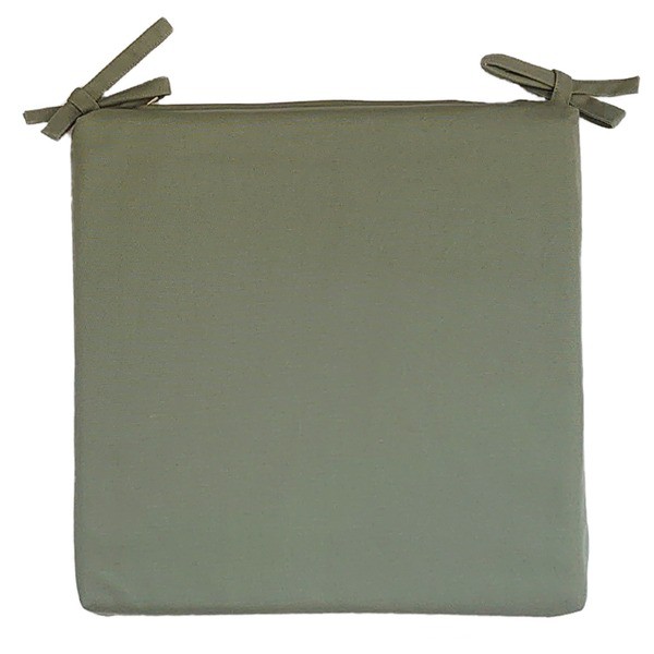 低反発 椅子クッション 38×38×4cm モスグリーンオックス 無地 綿100％ カバー付き シートクッション ひも付き リビング〔代引不可〕の通販は